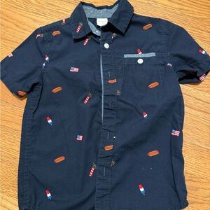 Navy Blue Kids Shirt with Fun 4th of July Print